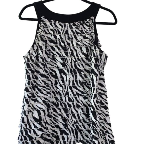 Notations XL Zebra Print Textured Sleeveless Tank Top Black & White Stretchy Fab - Picture 6 of 8
